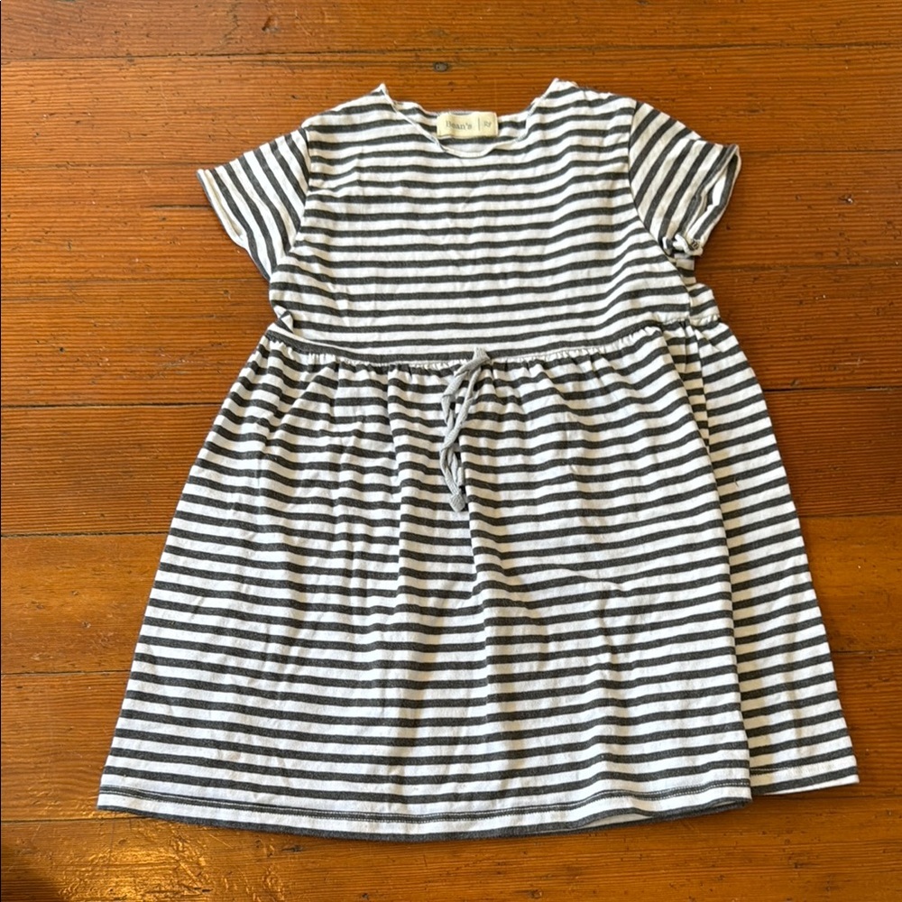 Chic Striped Kids Dress in Black and White